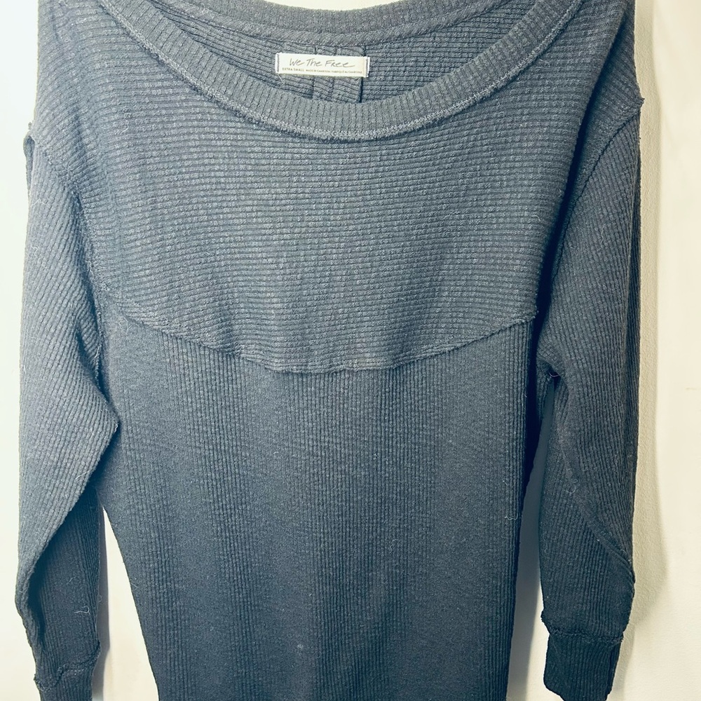 Free People Women's Long Sleeve Thermal Sweater - Black | Size XS